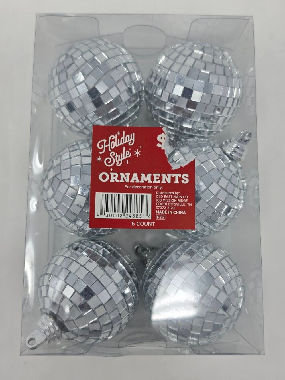 New Holiday Style Silver Mirrored 2" Disco Ball Ornaments Christmas & New Year